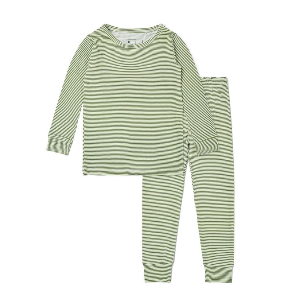 Evergreen Stripe Bamboo Kids Pajama Set Motette 