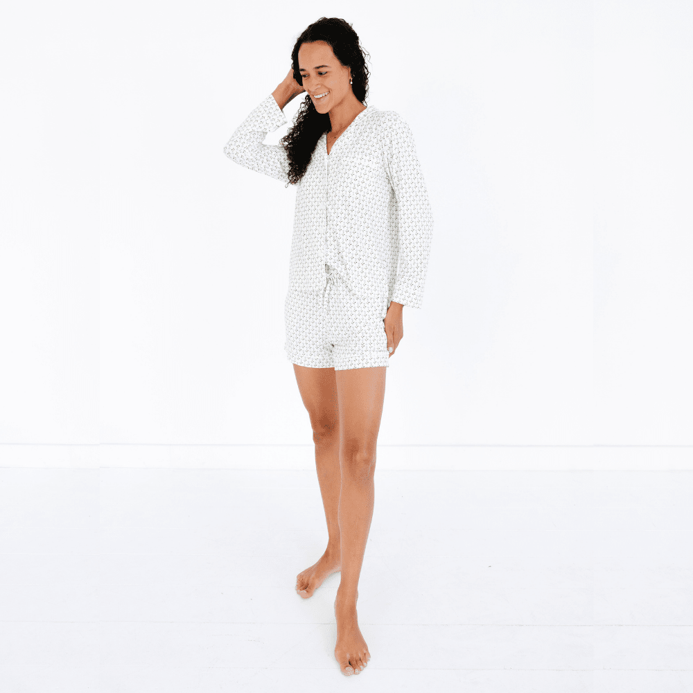 Lavender Lane Long Sleeve & Shorts Bamboo Women's Pajama Set Motette 