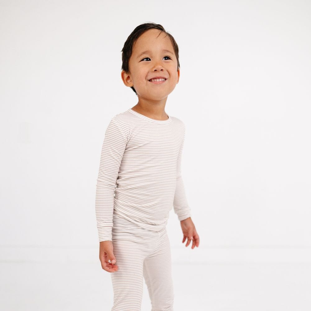 Oatmeal Stripe Bamboo Kids Pajama Set Motette 