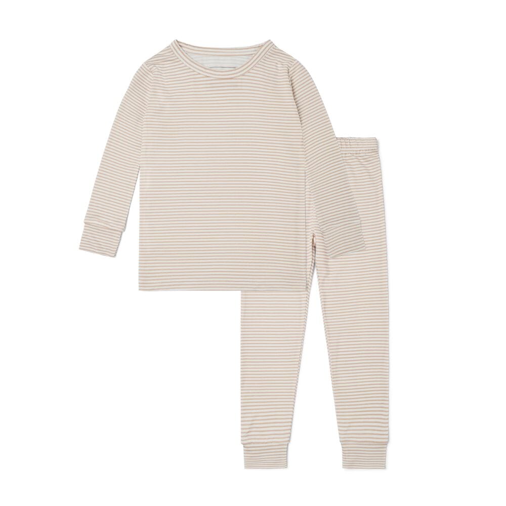 Oatmeal Stripe Bamboo Kids Pajama Set Motette 