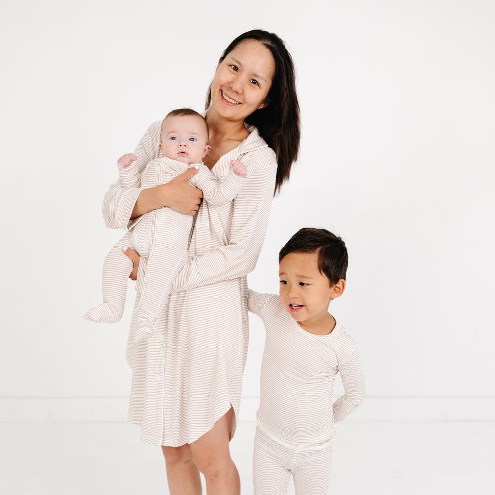 Oatmeal Stripe Bamboo Kids Pajama Set Motette 