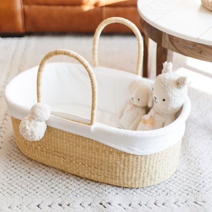 Natural  African Moses Basket  No Hood  Vegan Handle