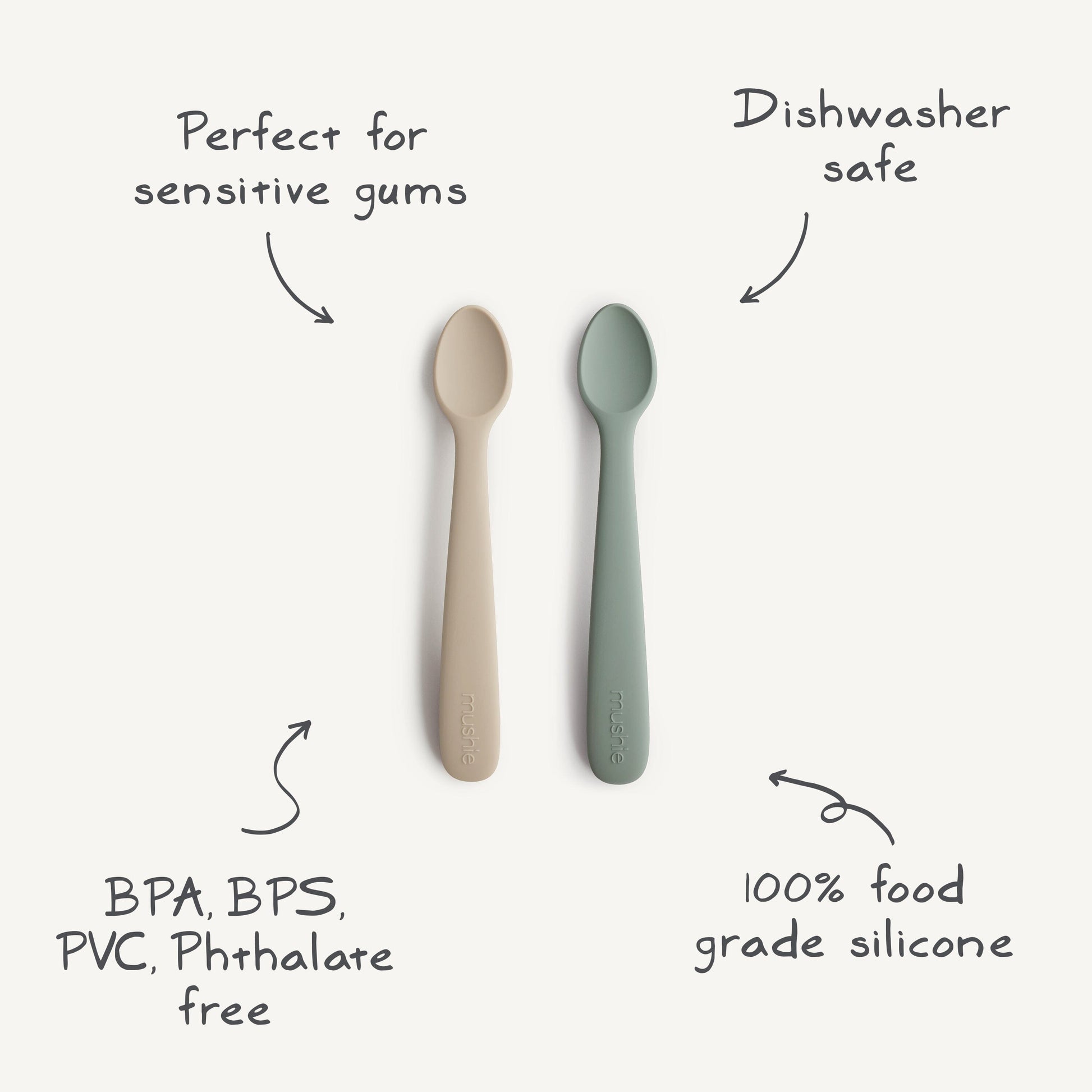 Silicone Feeding Spoons 2-Pack silicone tableware Mushie 