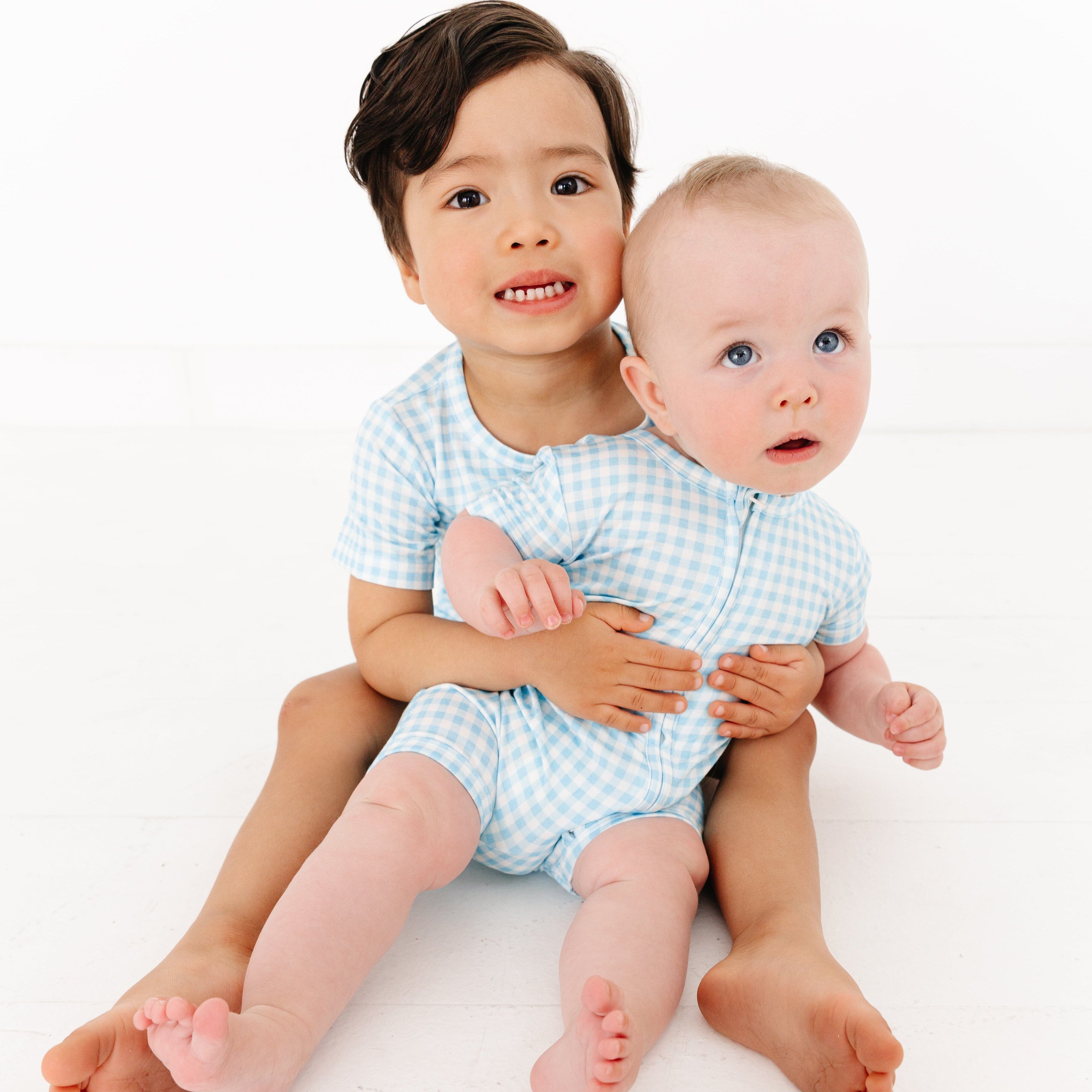 Harbor Gingham Short Sleeve & Shorts Bamboo Toddler Pajama Set Motette 