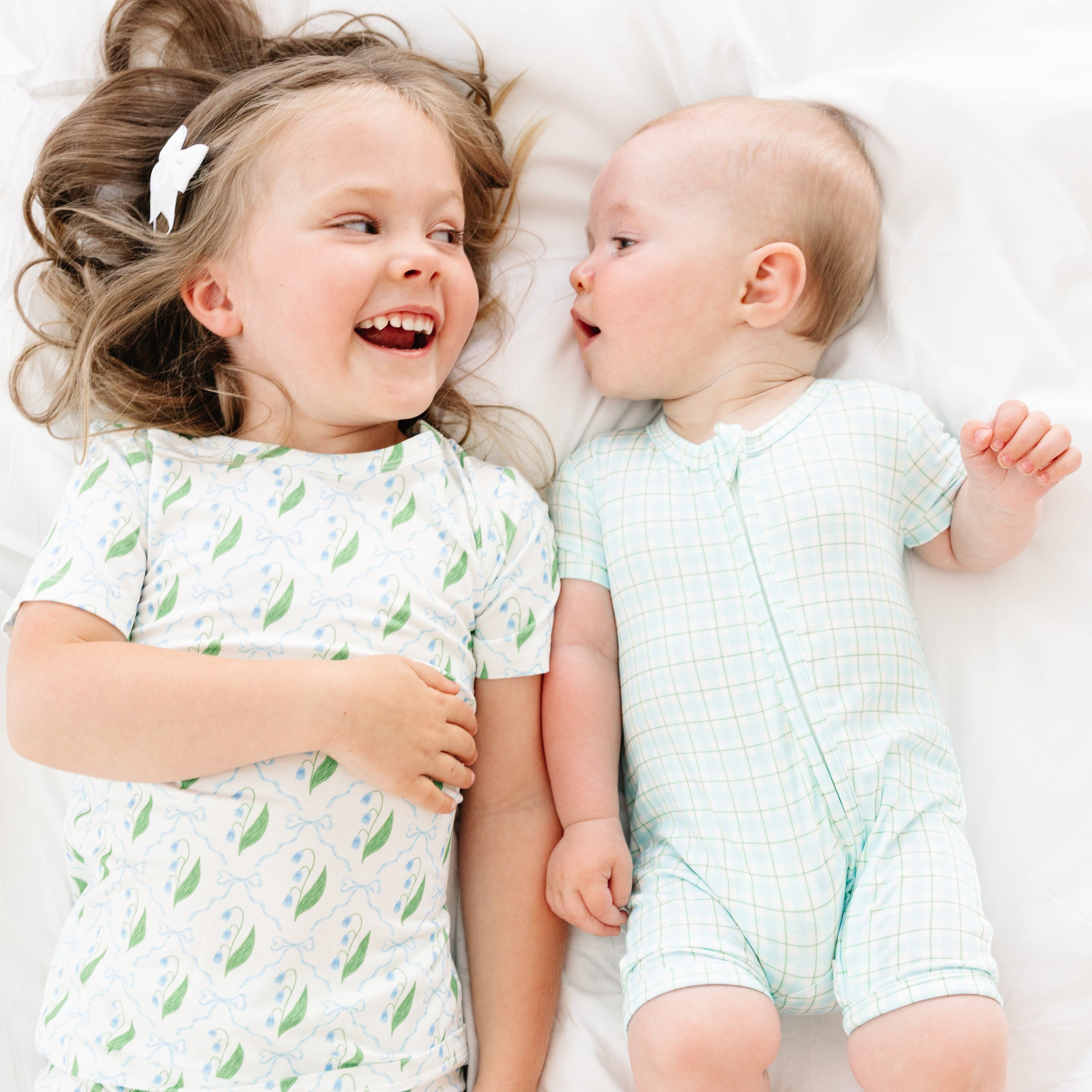 Bluebell Bows Short Sleeve & Shorts Bamboo Toddler Pajama Set Motette 