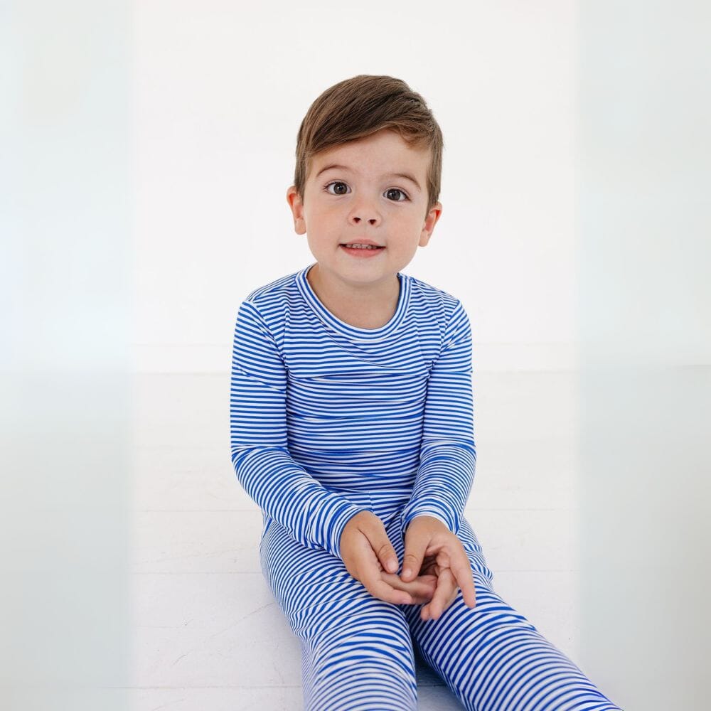 Cobalt Stripe Bamboo Toddler Pajama Set Motette 
