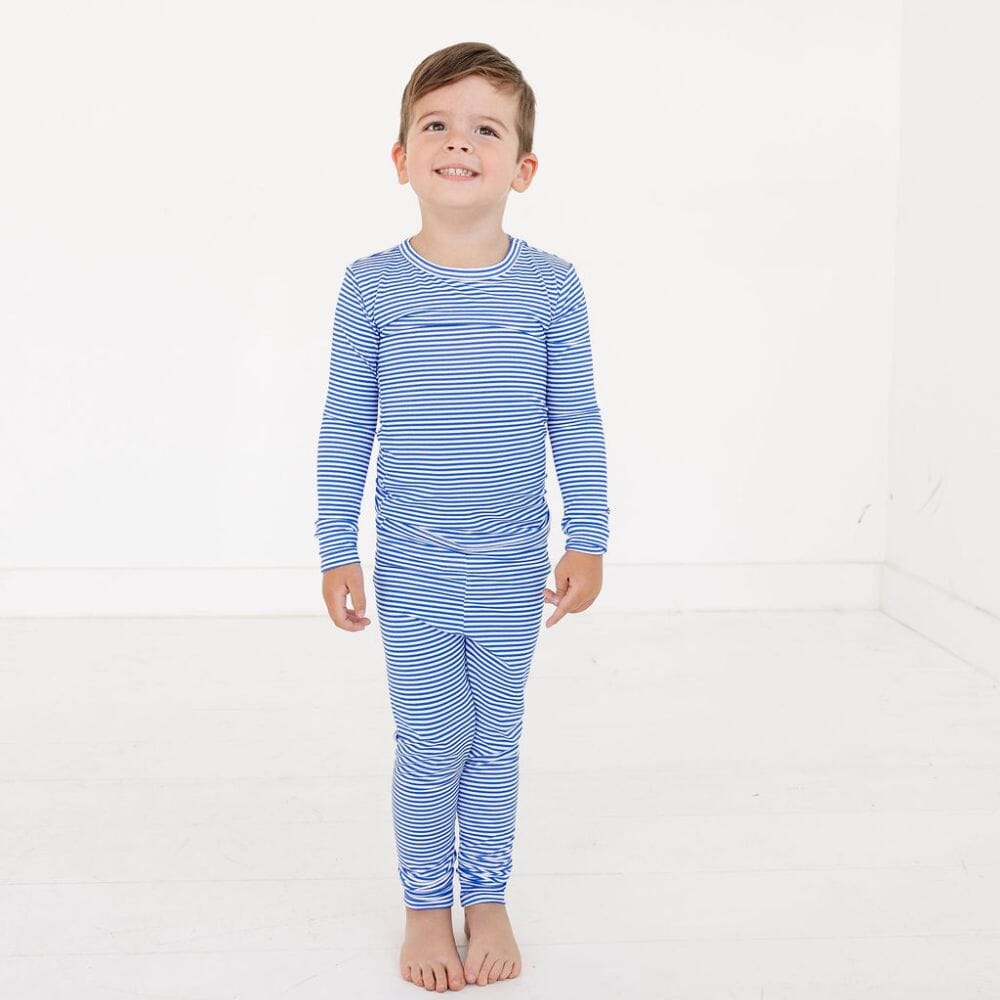 Cobalt Stripe Bamboo Toddler Pajama Set Motette 