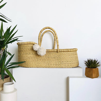 Natural  African Moses Basket Vegan Handle