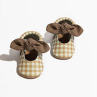 Almond Gingham Knotted Bow Mocc Knotted Bow Mocc Soft Sole 