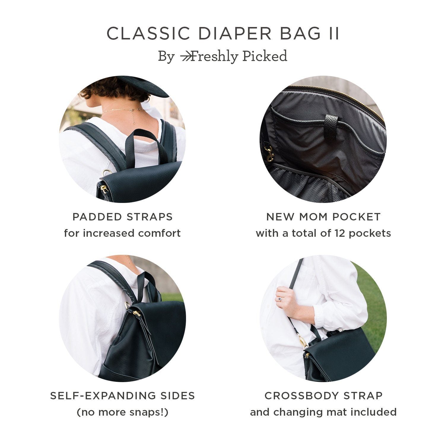 Toffee Classic Diaper Bag II  Luxury Diaper Bag Backpack  Freshly Picked