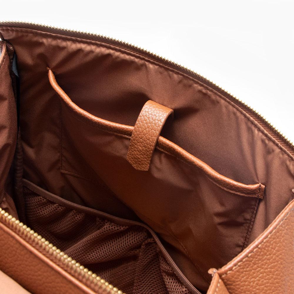 Tan leather baby online changing bag