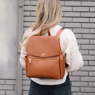 Cognac Mini Classic Bag II | Mini Brown Diaper Bag Backpack – Freshly ...