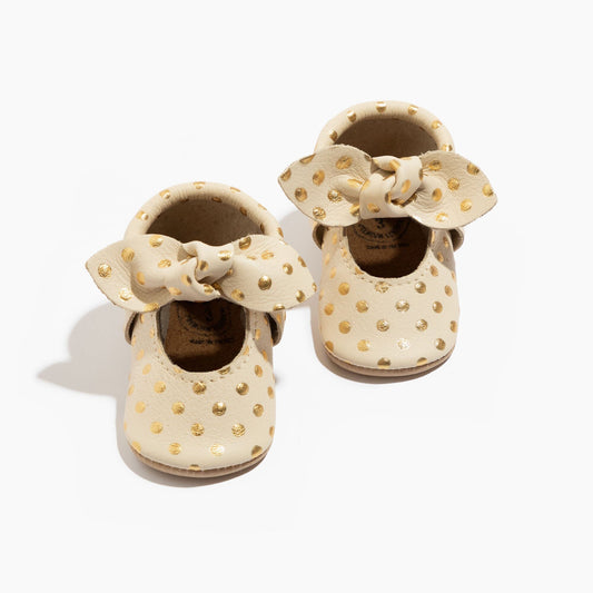 Cream Confetti Knotted Bow Mocc Knotted Bow Mocc Soft Sole 