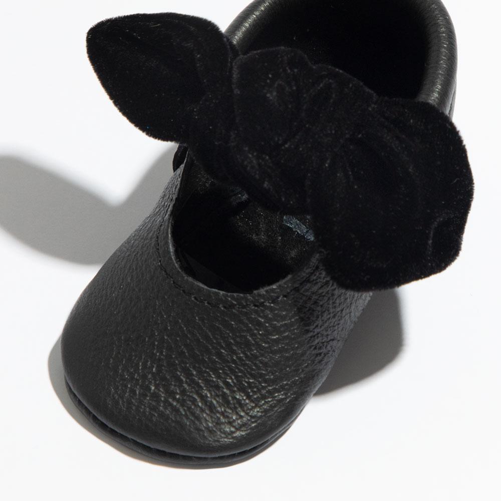 Black Velvet Knotted Bow Mocc knotted bow mocc Soft Sole 