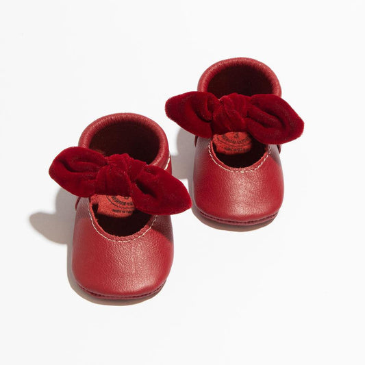 Red Velvet Knotted Bow Mocc knotted bow mocc Soft Soles 