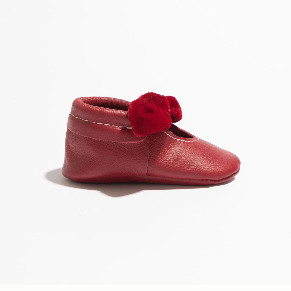 Red Velvet Knotted Bow Mocc knotted bow mocc Soft Soles 