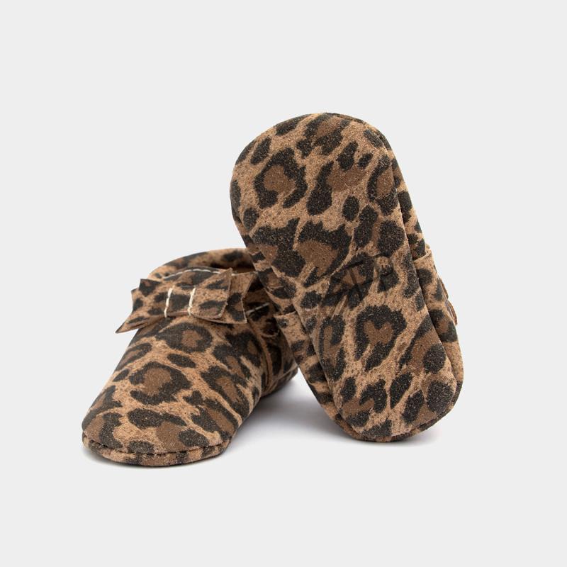 Leopard Bow Mocc Bow Moccasins Soft Soles 