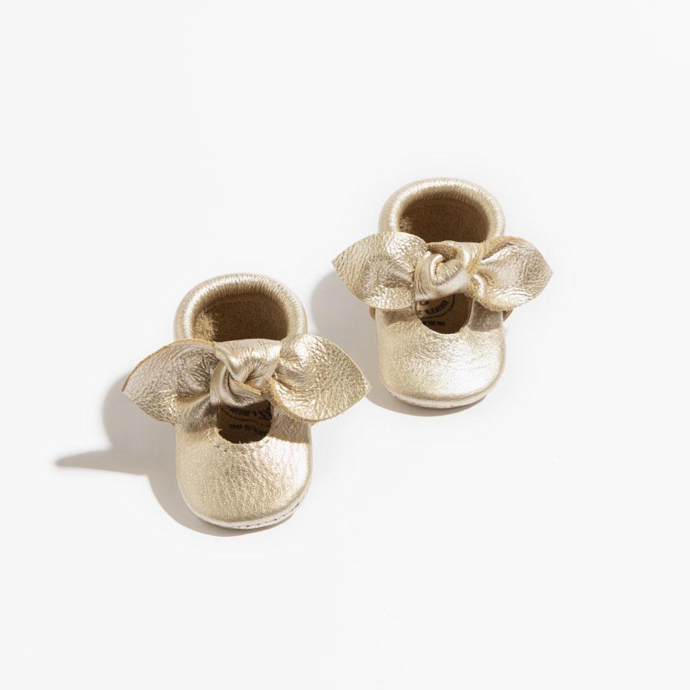 Newborn Platinum Knotted Bow Mocc newborn knotted bow mocc Newborn 
