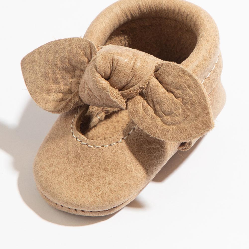Newborn Weathered Brown Knotted Bow Mocc newborn knotted bow mocc Newborn 