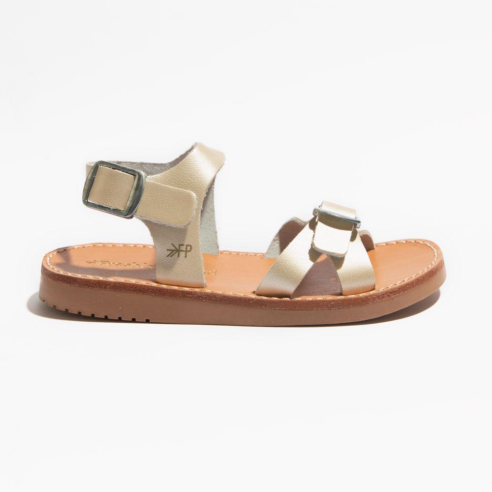 Zazoo Comfortable Gold Kayla Leather Slip-On Sandals golden - KeeShoes
