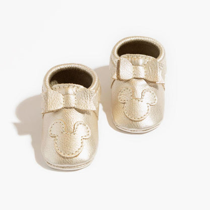 Platinum Mickey Mouse Bow Mocc Bow Moccasins Soft Soles 