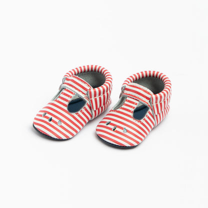 Red and White Stripe Mary Jane Mary Janes Soft Soles 