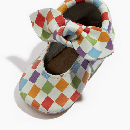 Retro Rainbow Knotted Bow Mocc Knotted Bow Mocc Soft Sole 