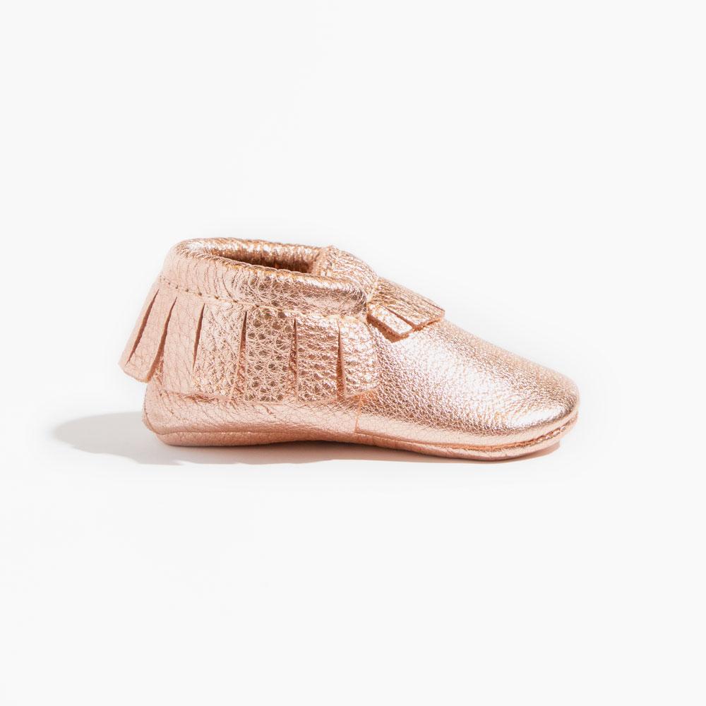 Rose Gold Baby Girl Moccasins Soft Sole Moccasins For Babies Freshly Picked