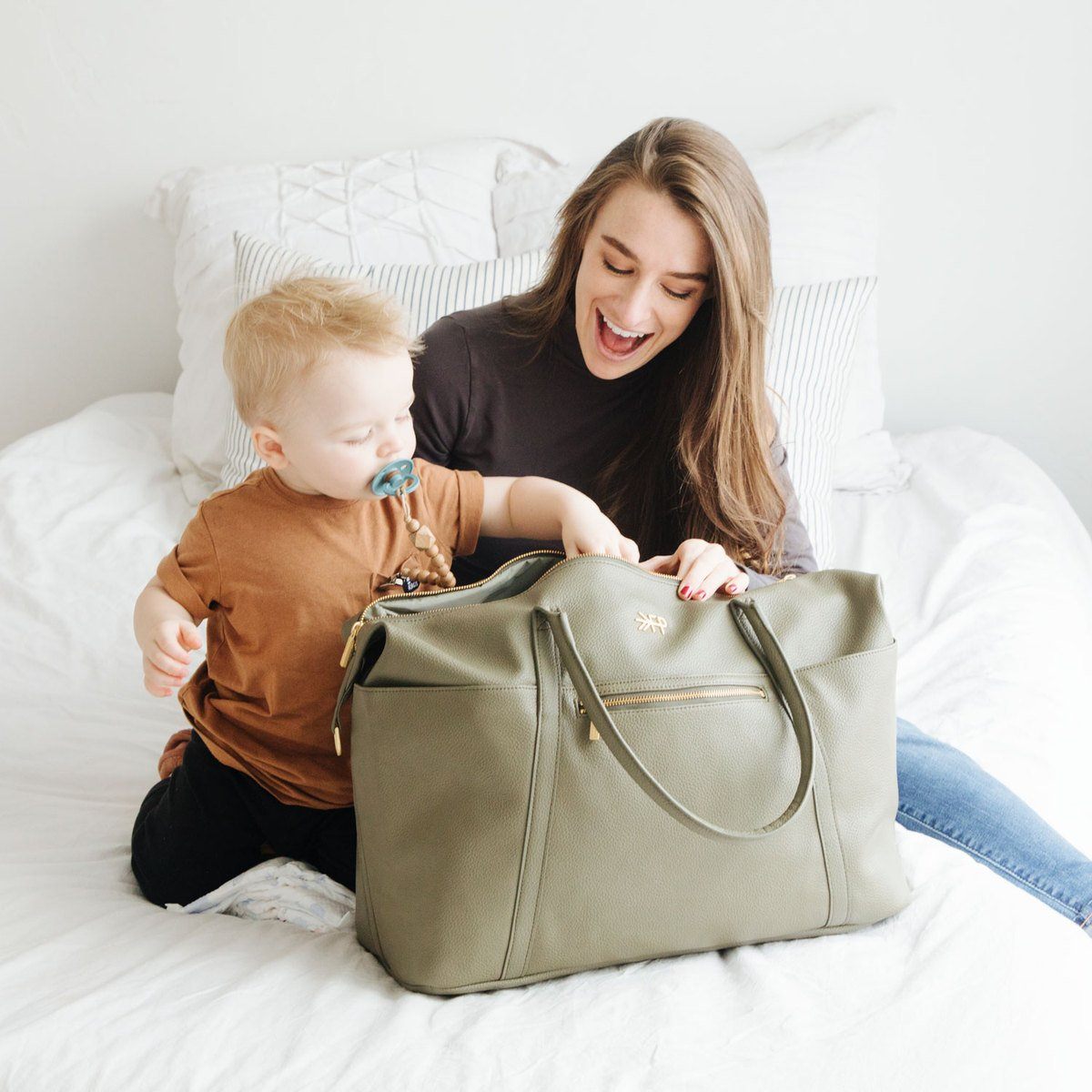 Sage Green Weekender Bag | Designer Weekender Bag For Moms