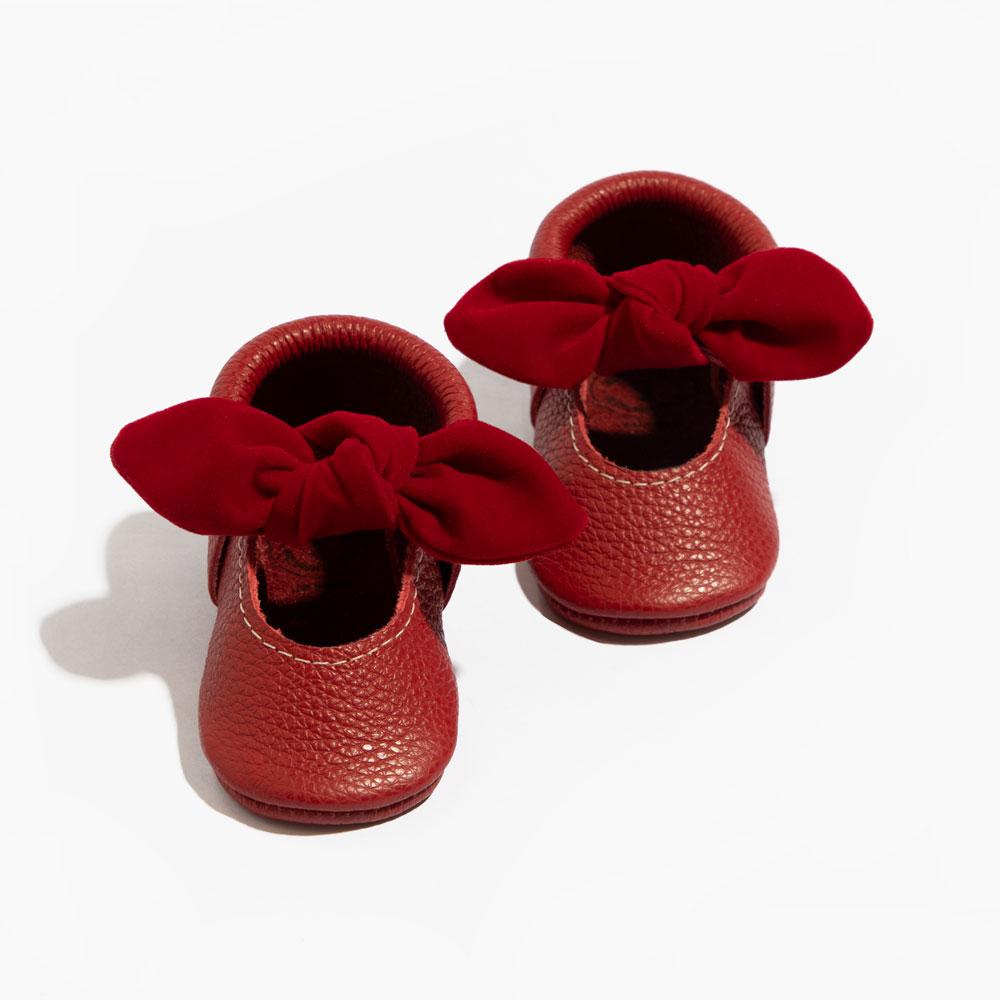Scarlet Velvet Knotted Bow Mocc Knotted Bow Mocc Soft Sole 