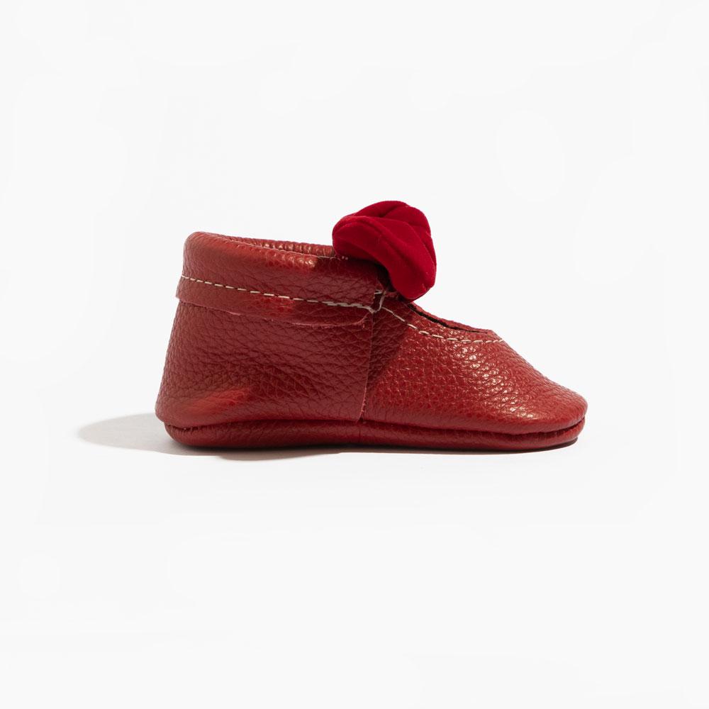 Scarlet Velvet Knotted Bow Mocc Knotted Bow Mocc Soft Sole 