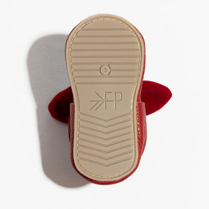Scarlet Velvet Knotted Bow Mocc Knotted Bow Mocc Soft Sole 