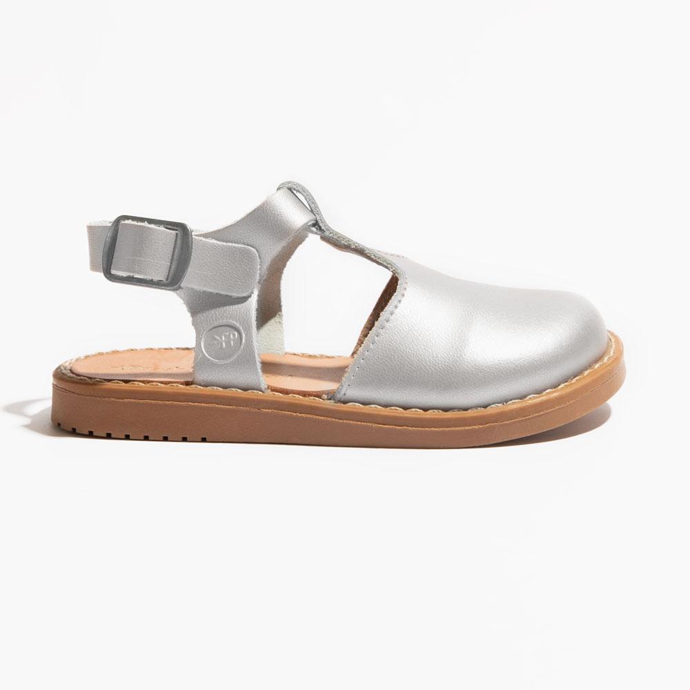 Silver Newport Clogs For Kids Premium Leather Sandals Freshly