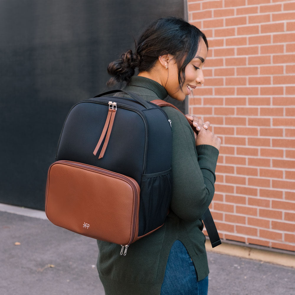 Motile vegan leather top backpack