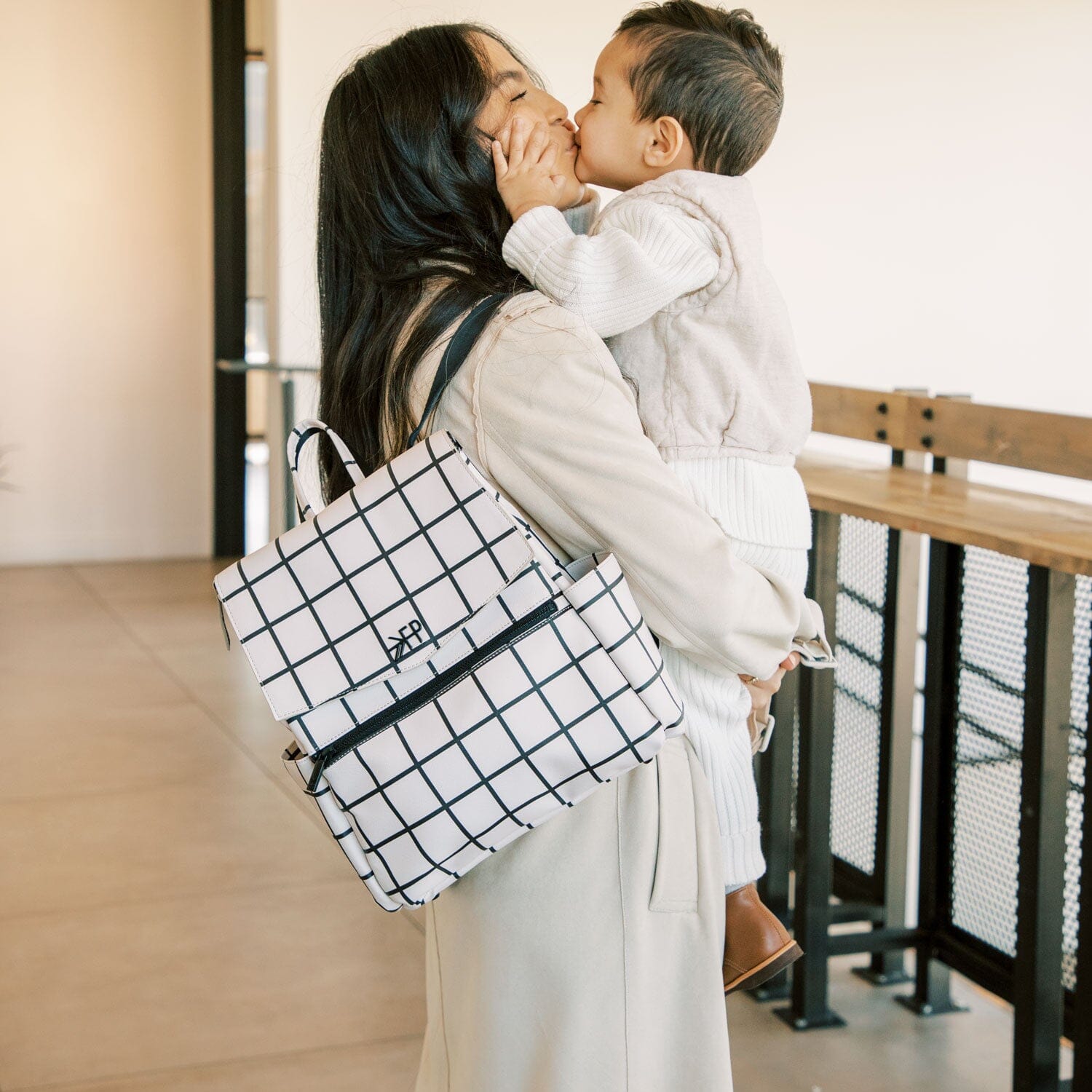 Black and white clearance striped diaper bag backpack